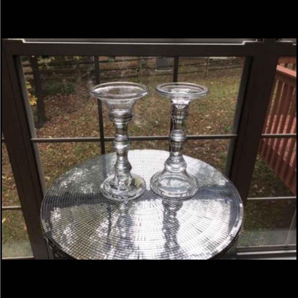 Acrylic Candlesticks 2 Clear Glam 8 inches Tall home decor NEW